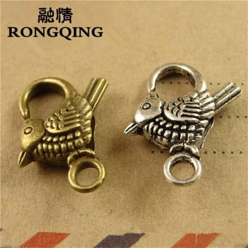 RONGQING 40pcs/lot Unique Design Bird Shaped Clasps 18*22MM Animal Lobster Clasps for Jewelry Making