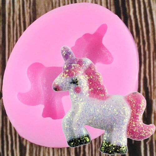 3D Unicorn Silicone Mold Cupcake Topper Fondant Molds Baby Birthday Party Cake Decorating Tools Chocolate Candy Gumpaste Moulds