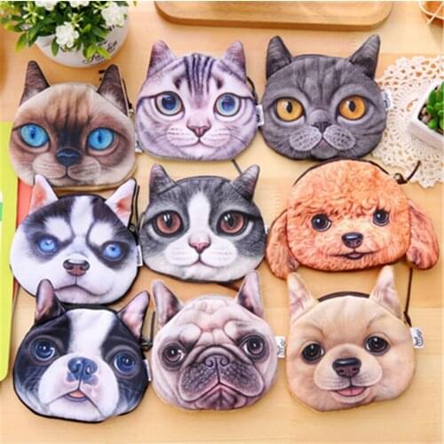 DL AA01 Korea Harajuku zero wallet cat cat coin bag cloth hand dog bag Stationery office supplies for students