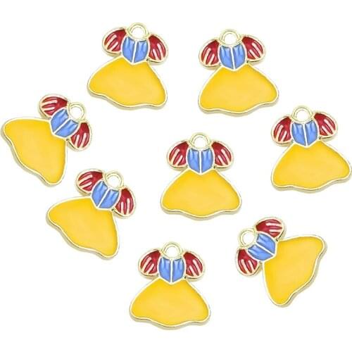 10Pcs 14x13mm Enamel Beautiful Skirts Charm For Jewelry Making Cute Earring Pendant Bracelet Necklace DIY Charms 24269