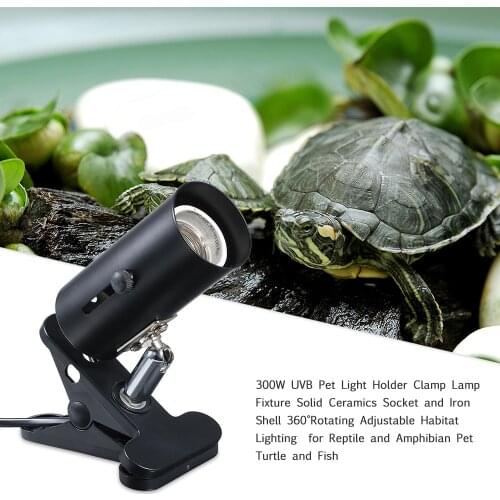 300W Stand Metal Heating Bulb Clip Turtle With Switch Fish Tank Pet Reptile Lamp Holder Light Clamp Habitat Fixture UVA+UVB Base