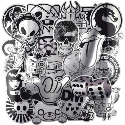 120 PCS Black and White Stickers Graffiti Sticker for Laptop Luggage Car Styling Wall Guitar Cool Stickers