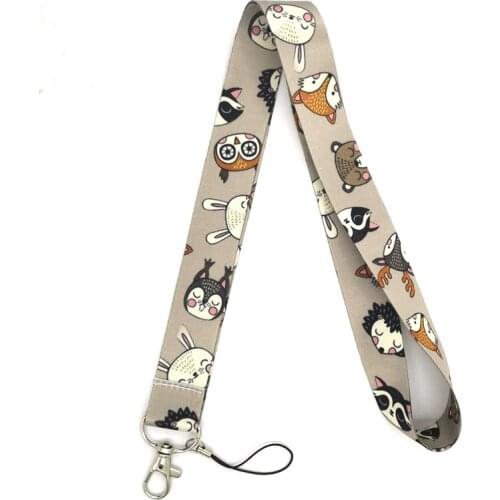 Cartoon animals Neck keychain necklace webbings ribbons Anime Cartoon Neck Strap Lanyard ID badge holder Keychain Lanyard