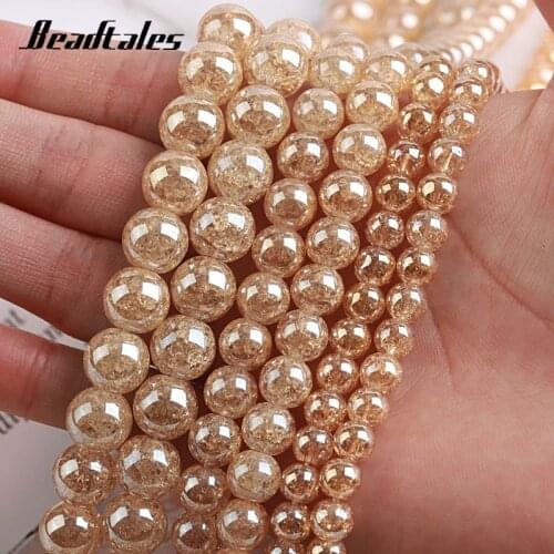 Natural Golden Crack Crystal Beads Round Natural Loose Beads For DIY Making Bracelet Necklace Jewelry 6/8/10mm Beadtales