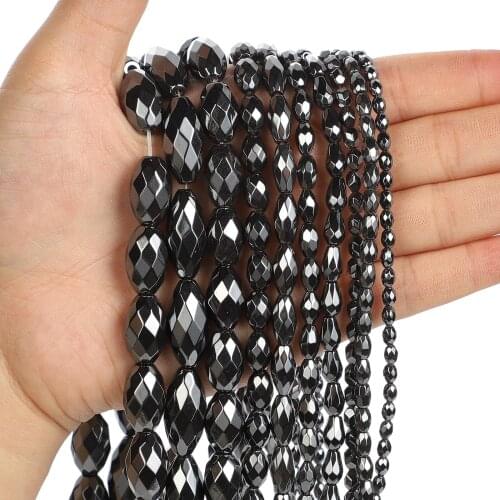 Natural Stone Beads Black Hematite Round Loose Beads for Jewelry Making Needlework Bracelet DIY 1-14 MM