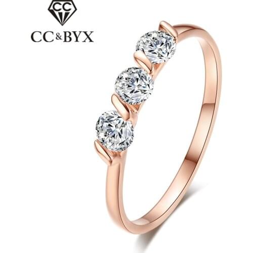 CC Jewelry Fashion Jewelry Rings For Women Rose Gold CZ Color Simple Romantic Bridal Wedding Engagement Ring Anello CC1032
