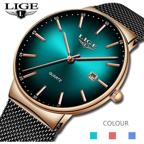 LIGE Sports Date Mens Watches Top Brand Luxury Waterproof Fashion Cool Watch Men Ultra Thin Dial Quartz Watch Relogio Masculino