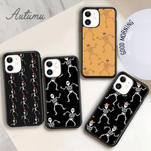 Dancing Skeletons Phone Case for iPhone 11 12 Pro Max mini X XR XS SE 2020 5 6S 7 8 Plus Samsung Galaxy S8 S9 S10 Cover shell