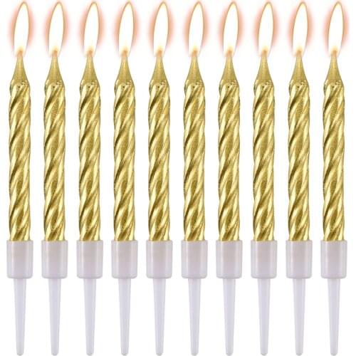 Birthday Party Supplies 10pcs/Pack Funny Tricky Birthday Cake Candles Safe Flames Decoration Colorful Flame Relighting Candle