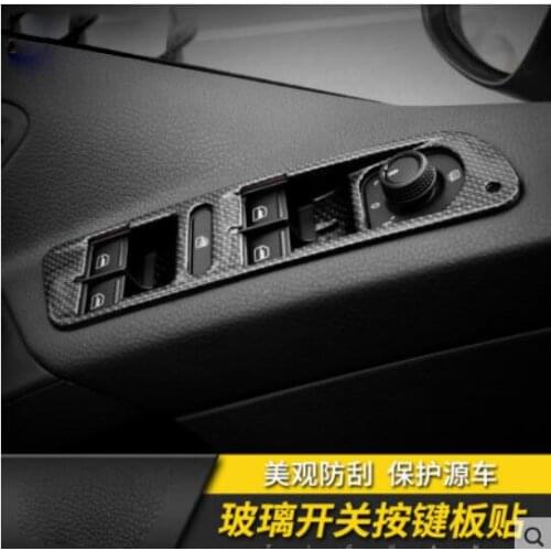 For Volkswagen Tiguan 2010-2017 Carbon Fiber ABS Color Window Glass Lifting Buttons Frame Car Door Storage Box Cover Trim YJD