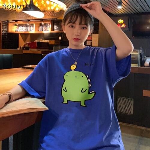 T-shirts Women Summer Clothes Korean Style Loose BF Short Sleeve Womens Ulzzang Cartoon Student Harajuku T-shirt Kawaii Top Girl