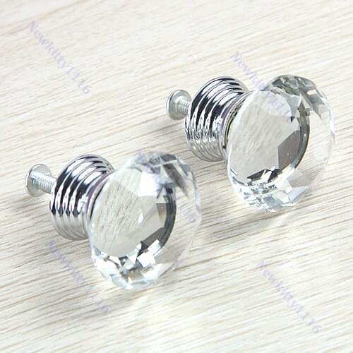 Hot Sell 3pcs/lot Clear Crystal Knob Handle Drawer Kitchen Door Wardrobe Hardware 30mm