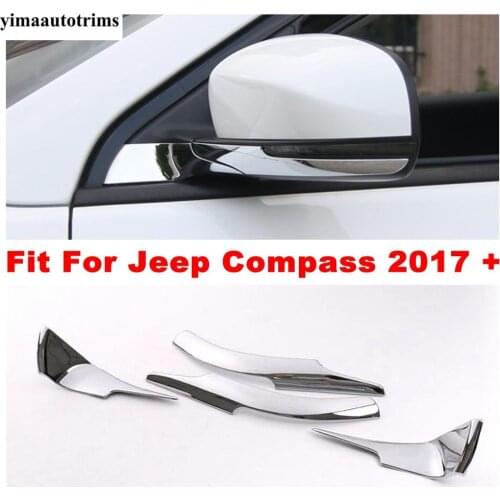 Chrome Rearview Side Door Mirror Rubbing Protective Cover Trim Strip Molding Decoration Car Styling For Jeep Compass 2017 - 2020