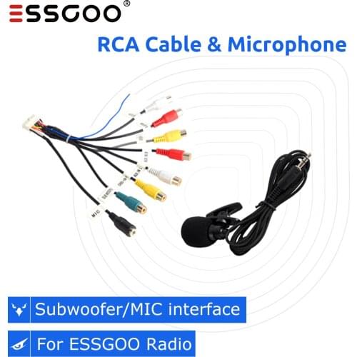 ESSGOO Android Radio RCA Output Wire Subwoofer MIC Interface 3.5mm Microphone Cable Universal Car Accessories