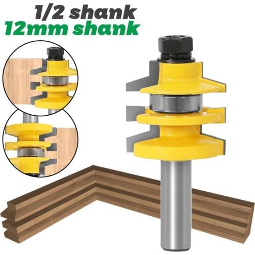 1/2" 12mm Shank Bevel Stacked Rail and Stile Joint Router Bit Wood Cutting milling cutter Tool woodworking router bits
