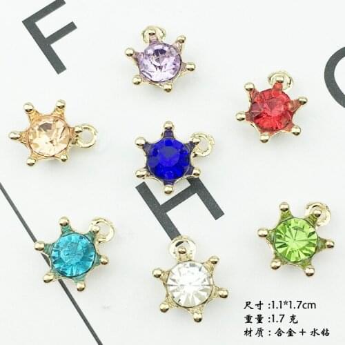 Fashion Charms Multicolor Rhinestone Crown Alloy Pendant Accessories DIY Hair Accessories Bracelet Jewelry Earrings Accessories