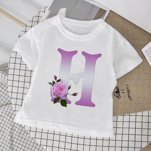 New Cute T Shirt For Girls Cozy Happy Holiday Casual Childrens Clothing Fine Rose Letter Fashion European T-shirt Kids
