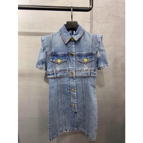 2021 New Summer Women Short Sleeve Denim Dress For Ladies Casual Clothes Rmsx 2.24