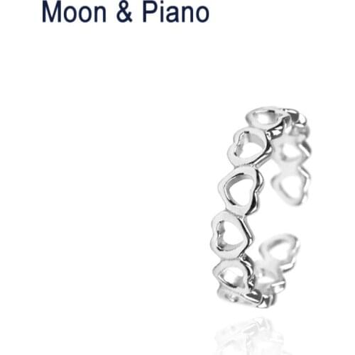 925 Sterling Silver Hollow Heart Shaped Open Ring Romantic Sweet Rings For Women Anniversary Gift Original Handmade Design