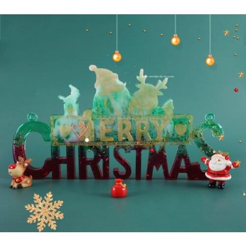 DIY Crystal Epoxy Resin Mold Christmas Santa Letters Listing Decoration Silicone Mold for Jewelry Cosmetics Silicone Mould