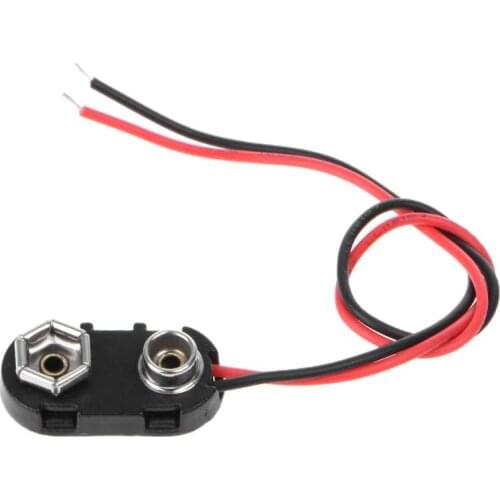 PP3 9V Battery Clip Connector I Type Tinned Wire Leads 150mm Black Red C7AA