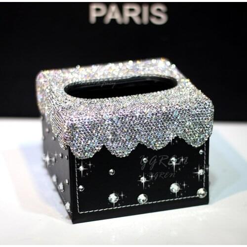 Rhinestone Tissue Box Paper DIY Handmade Case Table Holder Luxury Napkin Boxes