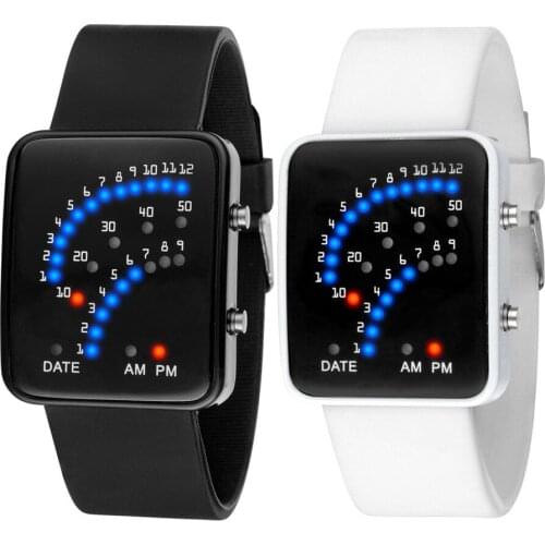 LED Silicone Watch Women Mens Futuristic Style Multicolor Square Digital Sport Waterproof Watch 2019 Relogio Clock reloj Q