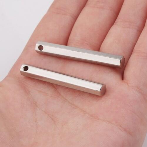 20pc 5*40mm Steel Color Stainless steel Mirror Polished Long Bar Charm For Necklace/Keychain DIY Women Handmade Jewelry Making