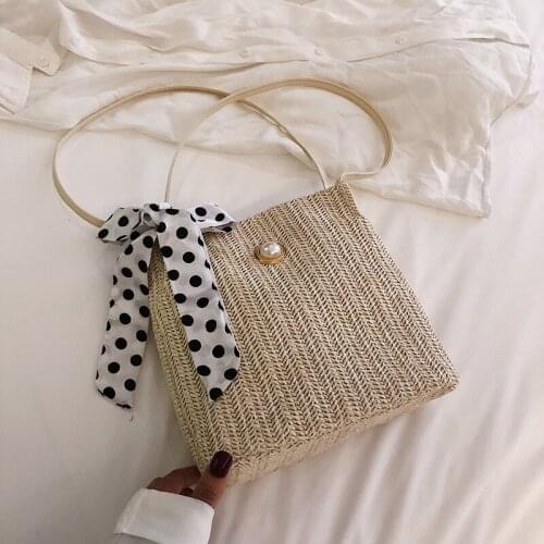 Summer personality woven small bag female 2019 new wave wild single shoulder slung fashion silk scarf straw bag