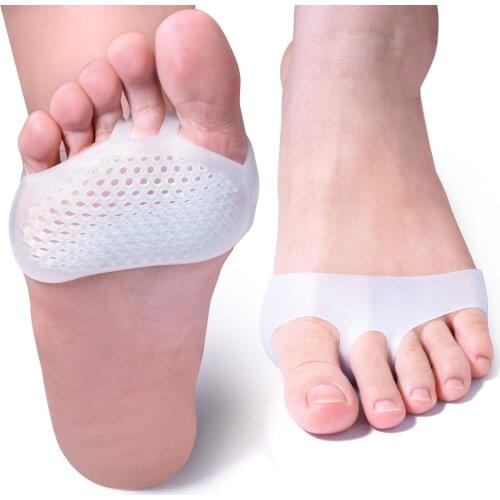2pcs White Sofe Forefoot Pads Silicone Ball of Foot Cushion Prevent Foot Corn Callus Blisters Foot Pain Relief Foot Care Z58601