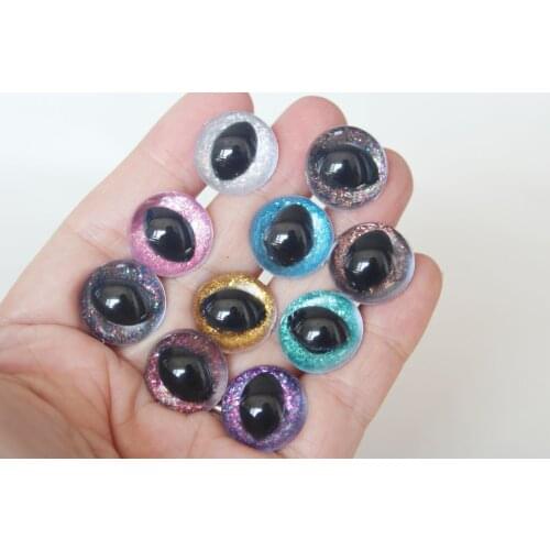 200pcs N10 12mm- 25mm glitter clear safety toy cat eyes + glitter +hand washer for handcraft wollen--color option