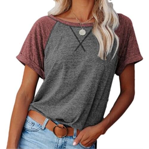2021 Summer T-shirt Raglan Sleeves T Shirt Women CLothes Casual Loose O Neck Tops Tee Shirts Female Short Sleeve Top Lady Tees