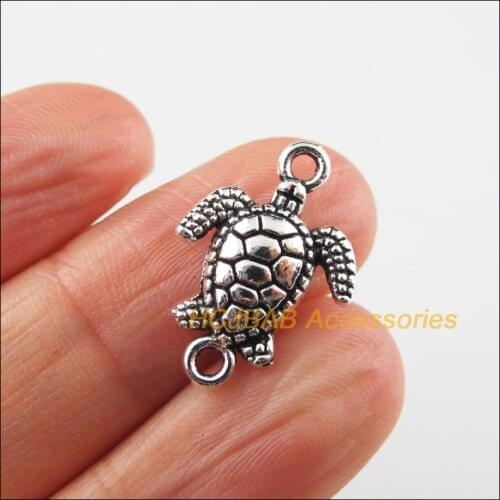 25 New Tortoise Charms Animal Connectors Tibetan Silver Color 14.5x20.5mm