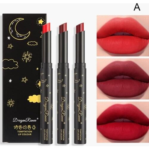 3pcs/set Lipstick Velvety Set Long Lasting Nonstick Cup Not Fade Makeup Cosmetics Kit For Girl Women Lipsticks Sexy Cosmetics