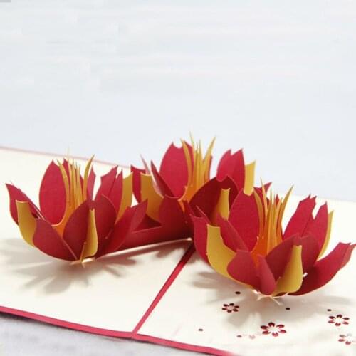 3D High Quality Handmade Hot Red Love Flower Paper Invitation Greeting Cards + Envelope Valentines Day Girlfriend Creative Gift
