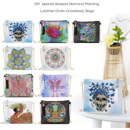 5D DIY Diamond Painting Butterfly Flower Leather Cross Body Bags Chain Clutch Cross Stitch Wallet Christmas Gifts for Girls