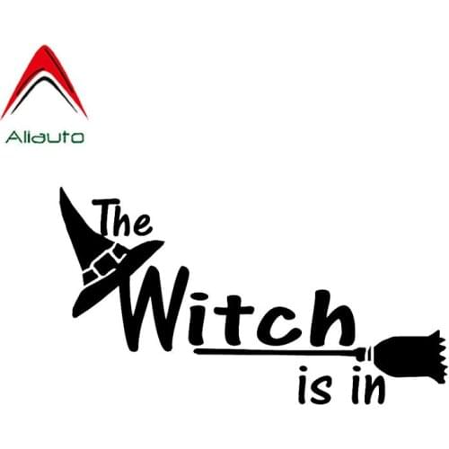 Aliauto Funny The Witch Is In Halloween Decor Creative Car Sticker Waterproof Reflective Silhouette Decal Vinyl,14cm*8cm
