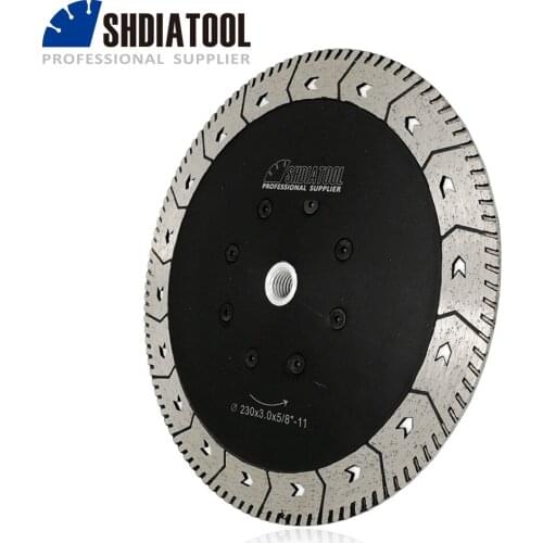 SHDIATOOL 1pc Dia 9"/230mm 5/8-11 Diamond Cutting Grindng Disc Dual Saw Blade For Cut Grind Sharpen Granite Marble Concrete