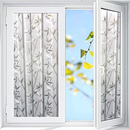 150cm Length Static Cling Window Film Bamboo Privacy Protection Reusable Decorative Glass Foil For Home Office Market Restaurant