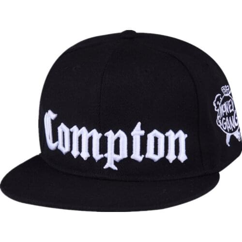 New Womens Letter Compton Snapback Hip Hop Caps Fashion Flat Embroidery Baseball Cap For Men Girls Boy Black Summer Trucker Hat