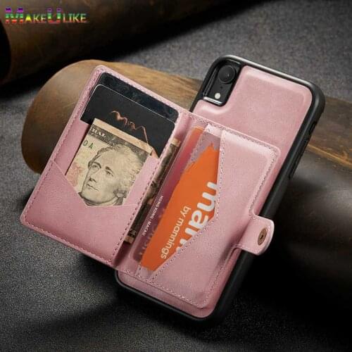 2 in 1 Case For iPhone X XR XS Max Case Leather Magnetic Card Slot Cover For iPhone 12 Mini 11 Pro Max 7 8 Plus SE 2020 Case