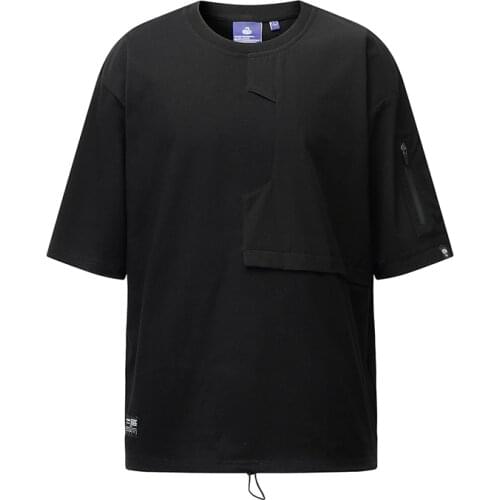 WHYWORKS Techwear Drawcord Hem Pocket Black T-shirt Harajuku Fashion Stylle
