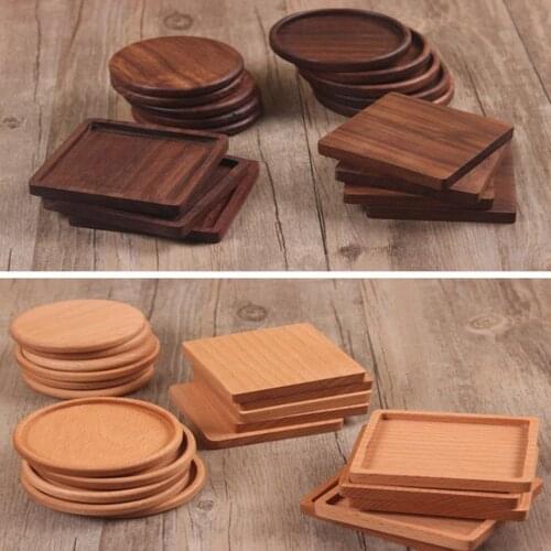 Wooden Beech / Black Walnut Tea Coffee Cup Pallet Mat Mug Bowl Pad Coaster for Kung fu Tea Home Office Shop Decor