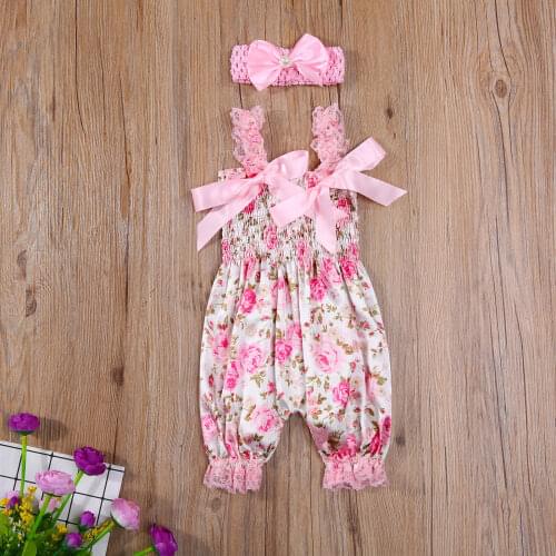 Kids Jumpsuit Headband Girls Dots Flower Leopard Print Sleeveless Romper Elastic Shoulder Strap+ Headwear Soft Clothes Outfits
