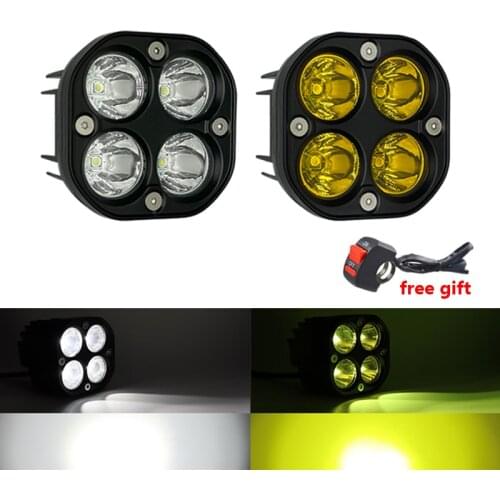40W Motorcycle Driving Lights Led Work Light Bar Square Spotlight For 4x4 Offroad Tractors Car Fog Lamp 3 Inch White/Yellow