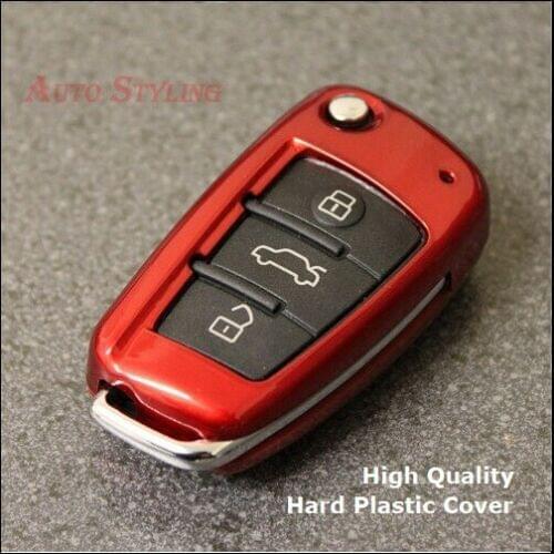 Red Remote Flip Key Cover for Audi Case Fob Skin Protection Shell Bag Hull 28fr