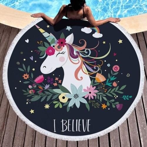Rainbow Horse Unicorn Fringed beach towel Round beach towel Sea beach towel strandlaken Microfiber towel Towel beach beach towel