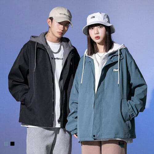 Spring Autumn New Loose Jackets Men False Two-Piece Korean Streetwear Casual Windbreaker Coat Male Hip Hop Big Size Women Tops