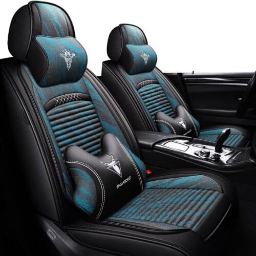 ZHOUSHENGLEE Linen Flax Car Seat Cover for Mercedes Benz all models E C ML GLK GLA GLE GL S R A B CLK SLK CLA CLS G GLS GLC vito