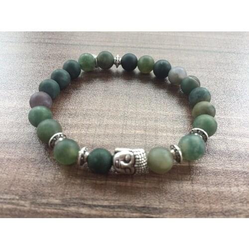 8MM Matte IndiaAgate Bracelet Buddha Bracelet Love Pendant Yoga Bracelets Mala Beads Bracelets prayer Natural Stone